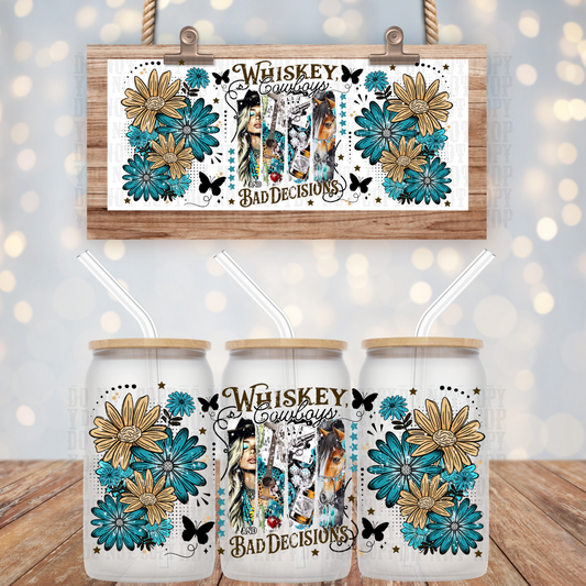 WHISKEY COWBOYS UV DTF CUP WRAP