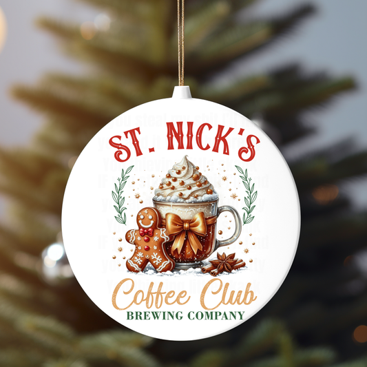 ST NICK'S COFFEE CLUB UV DTF DECAL