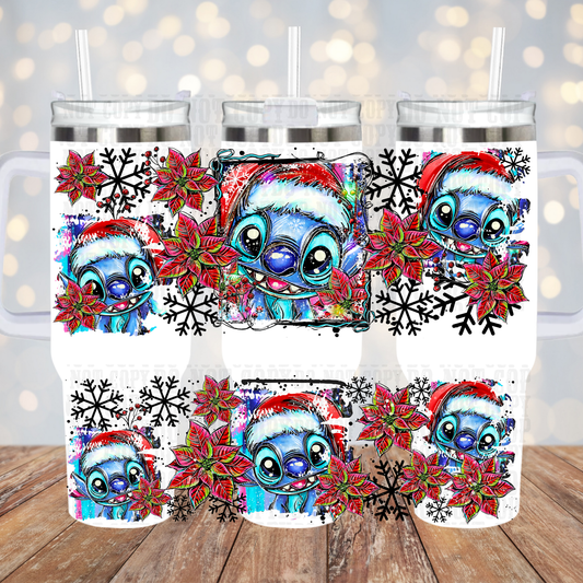 40oz SANTA BLUE   UV DTF CUP WRAP