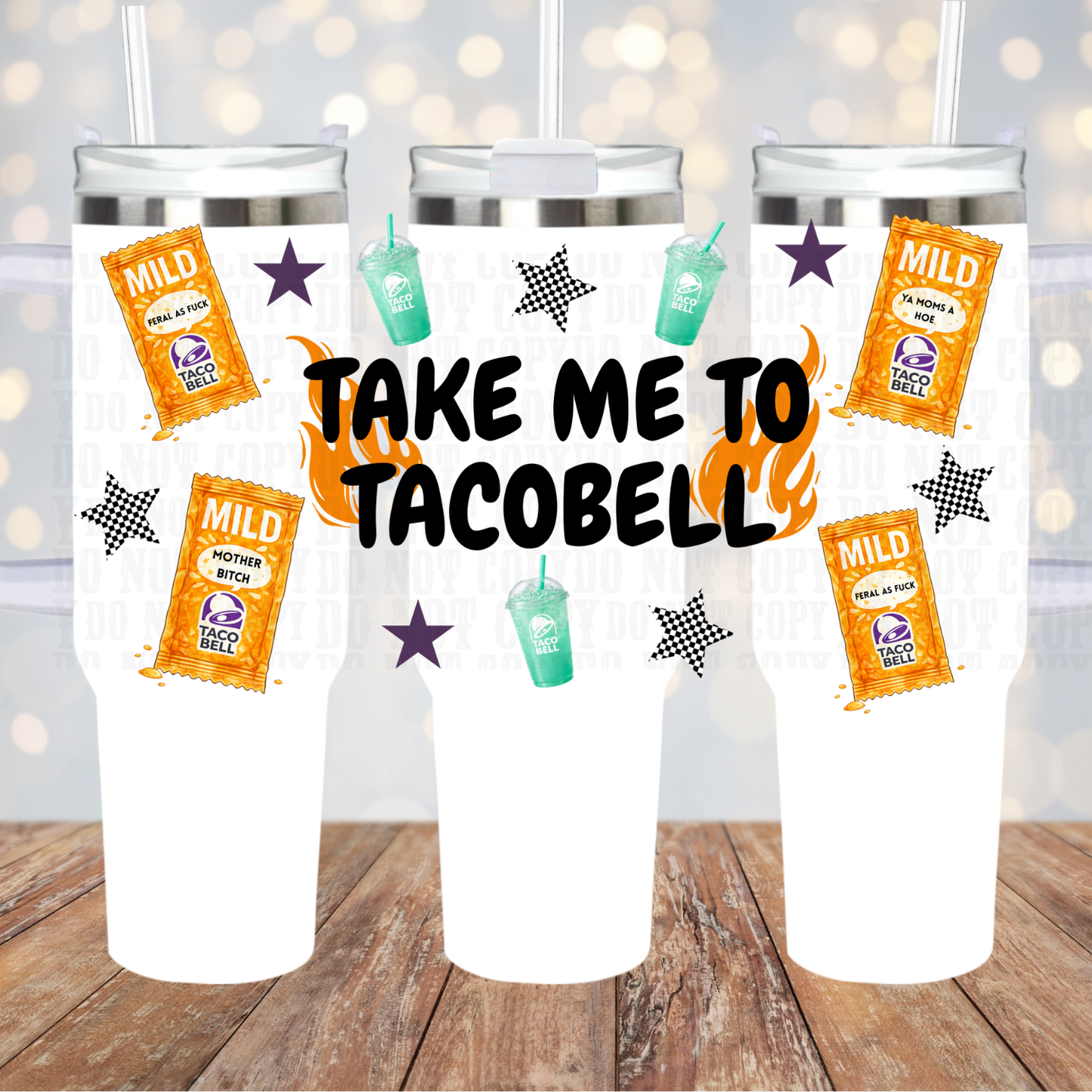 40oz TAKE ME HOT SAUCE UV DTF Cup Wrap -SHOP EXCLUSIVE BY CIERA
