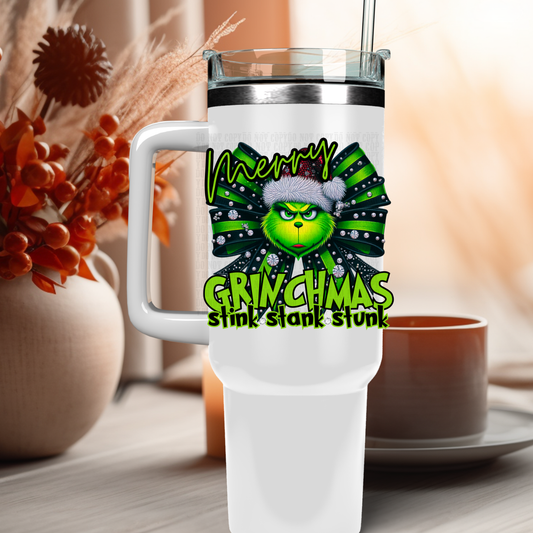 40oz MERRY GRUMPY BOW  UV DTF DECAL