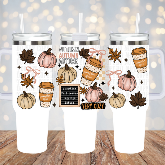 40oz AUTUMN COFFEE COLLAGE UV DTF CUP WRAP