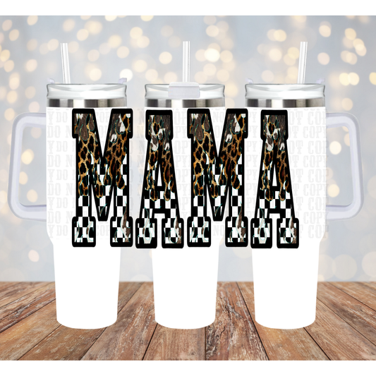 40OZ CHEEETAH MAMA CHECKERED UV DTF CUP WRAP - SHOP EXCLUSIVE BY CIERA
