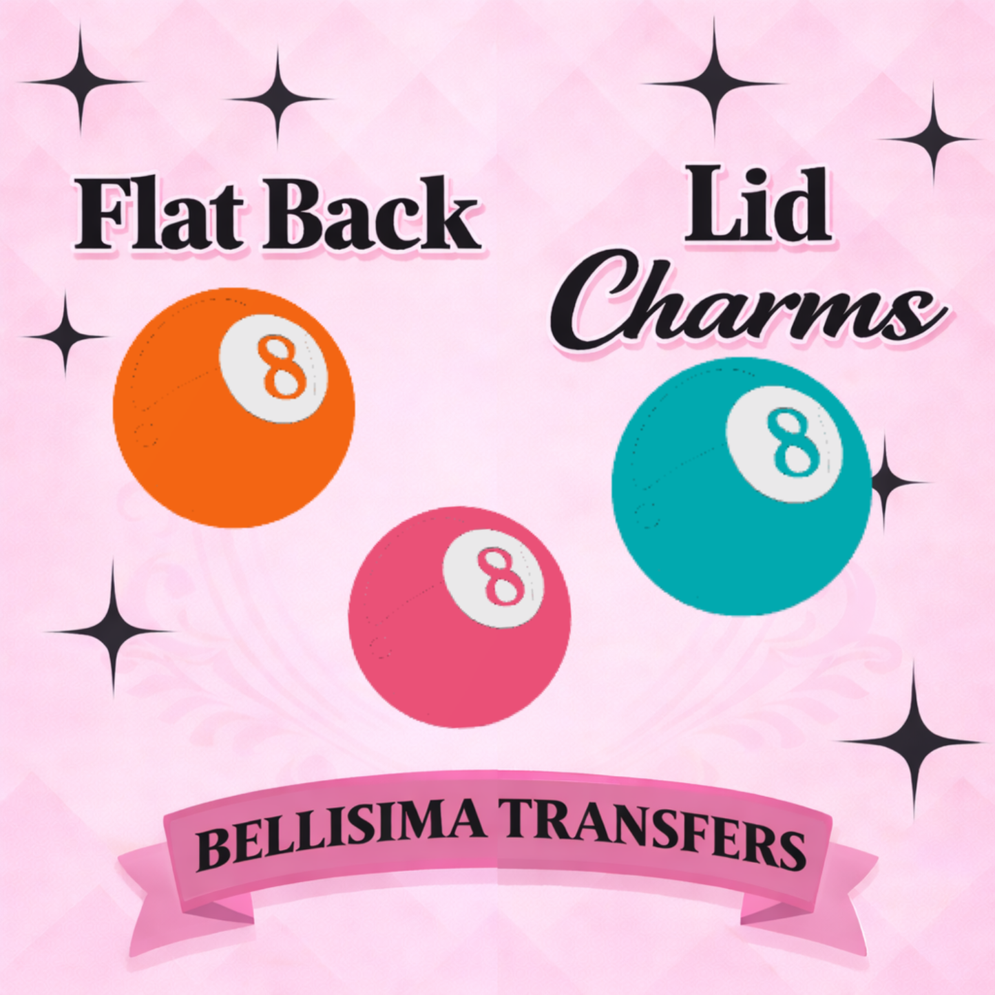 NEW COLOR 8 BALL Flat Back Lid Charms