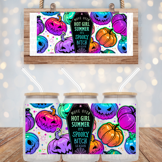 NEON SPOOKY BITCH SEASON UV DTF CUP WRAP