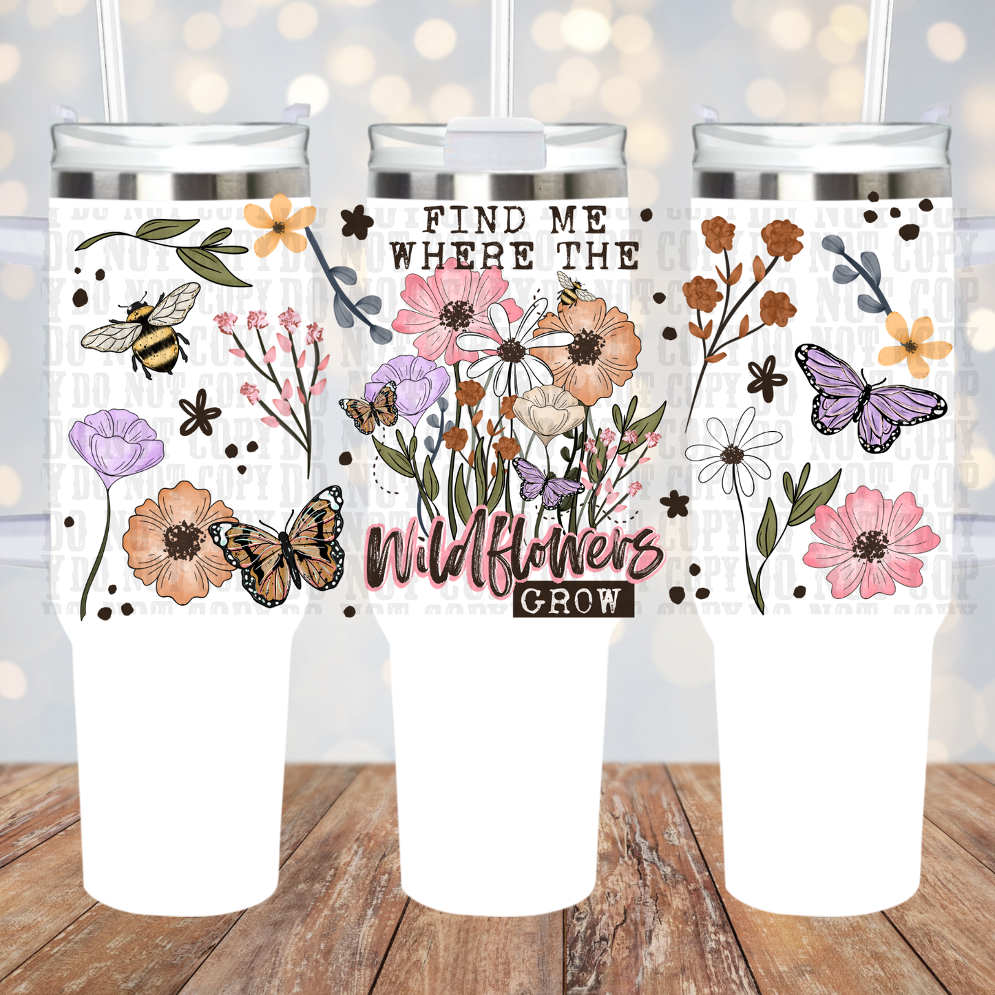 40oz WILD FLOWERS UV DTF CUP WRAP
