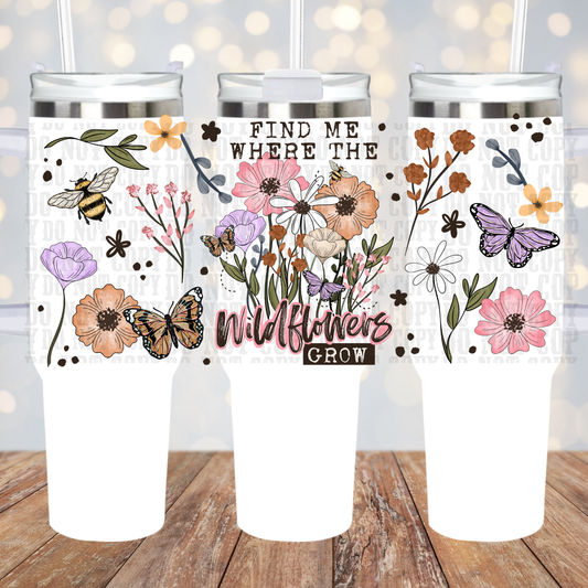40oz WILD FLOWERS UV DTF CUP WRAP