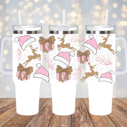 40oz PINK CHRISTMAS ELEMENTS UV DTF CUP WRAP