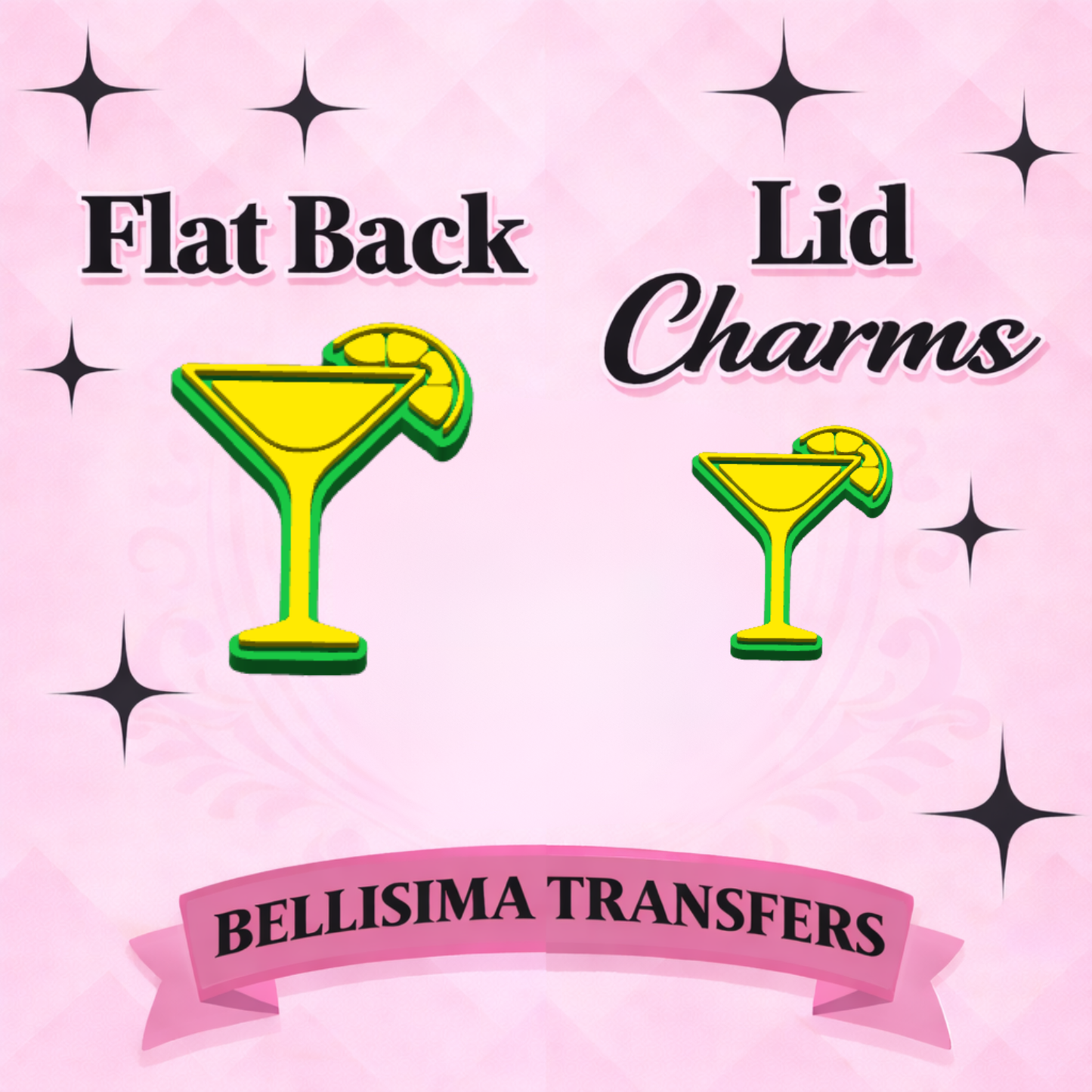MARGARITA GLASS Flat Back Lid Charms