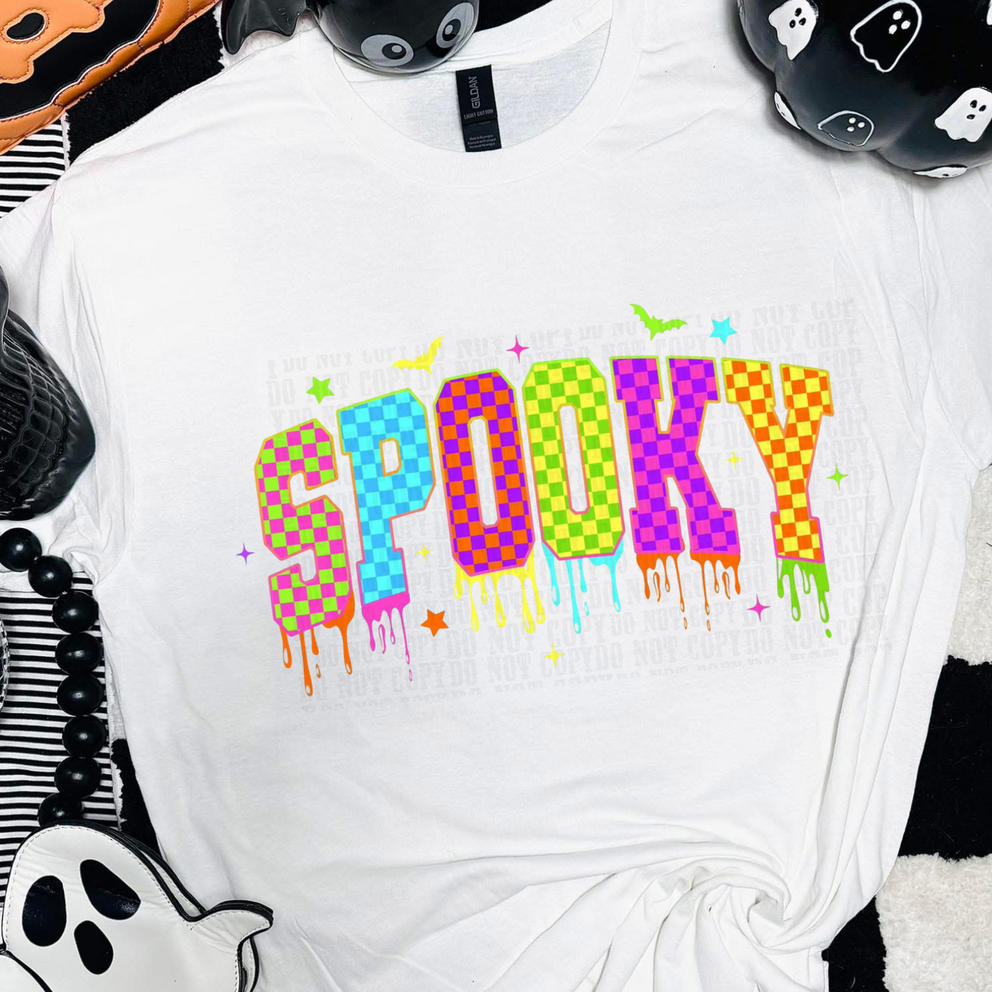 CHECKERED DRIPPY SPOOKY  GLOW IN THE DARK DTF