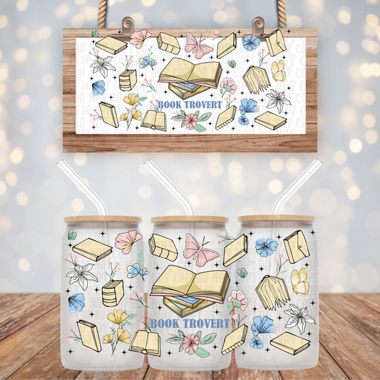 BUTTERFLY BOOKTROVERT  UV DTF CUP WRAP