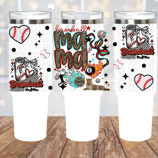 40oz CHEETAH BASEBALL MAMA UV DTF CUP WRAP