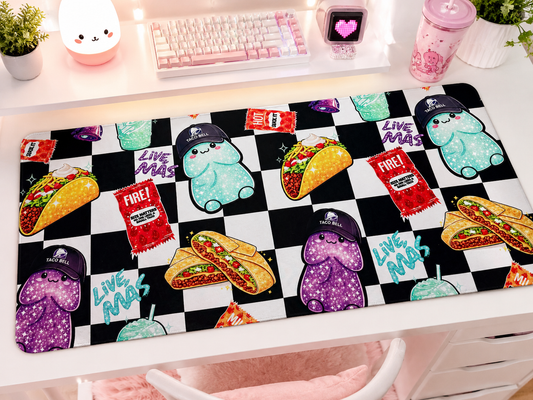 Nacho Average Desk Mat XL Desk Mat | 35x15 Large Desk Pad | Cute Checkerboard Taco Mouse Pad | Aesthetic Office & Gaming Setup Decor