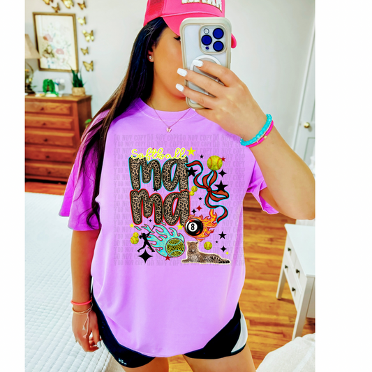 Cheetah Softball  Mama T-Shirt