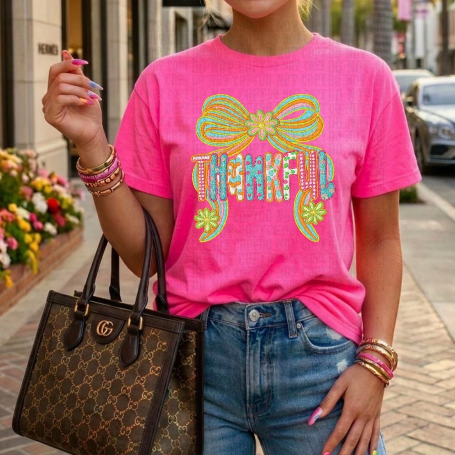 Faux Embroidered Thankful  DTF
