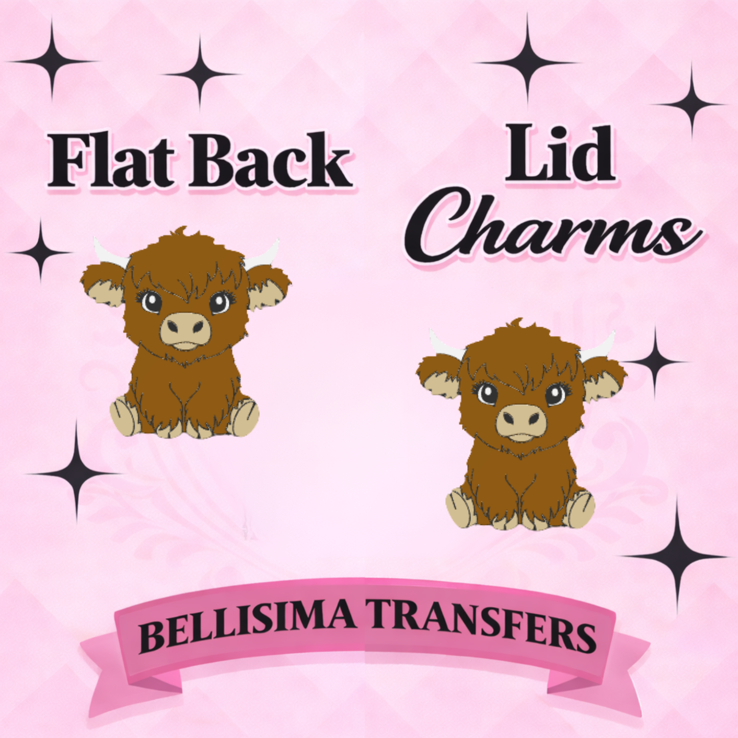 HIGHLAND COW  Flat Back Lid Charms