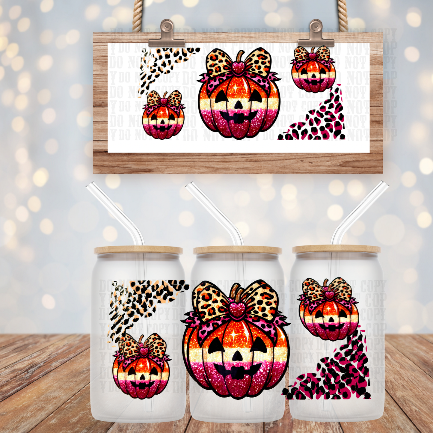 LEOPARD PUMKPIN   UV DTF CUP WRAP