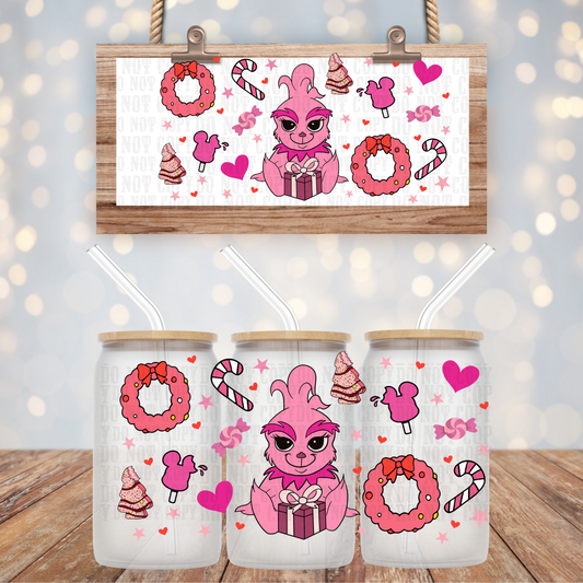 BABY PINK GRUMPY - POO   UV DTF CUP WRAP