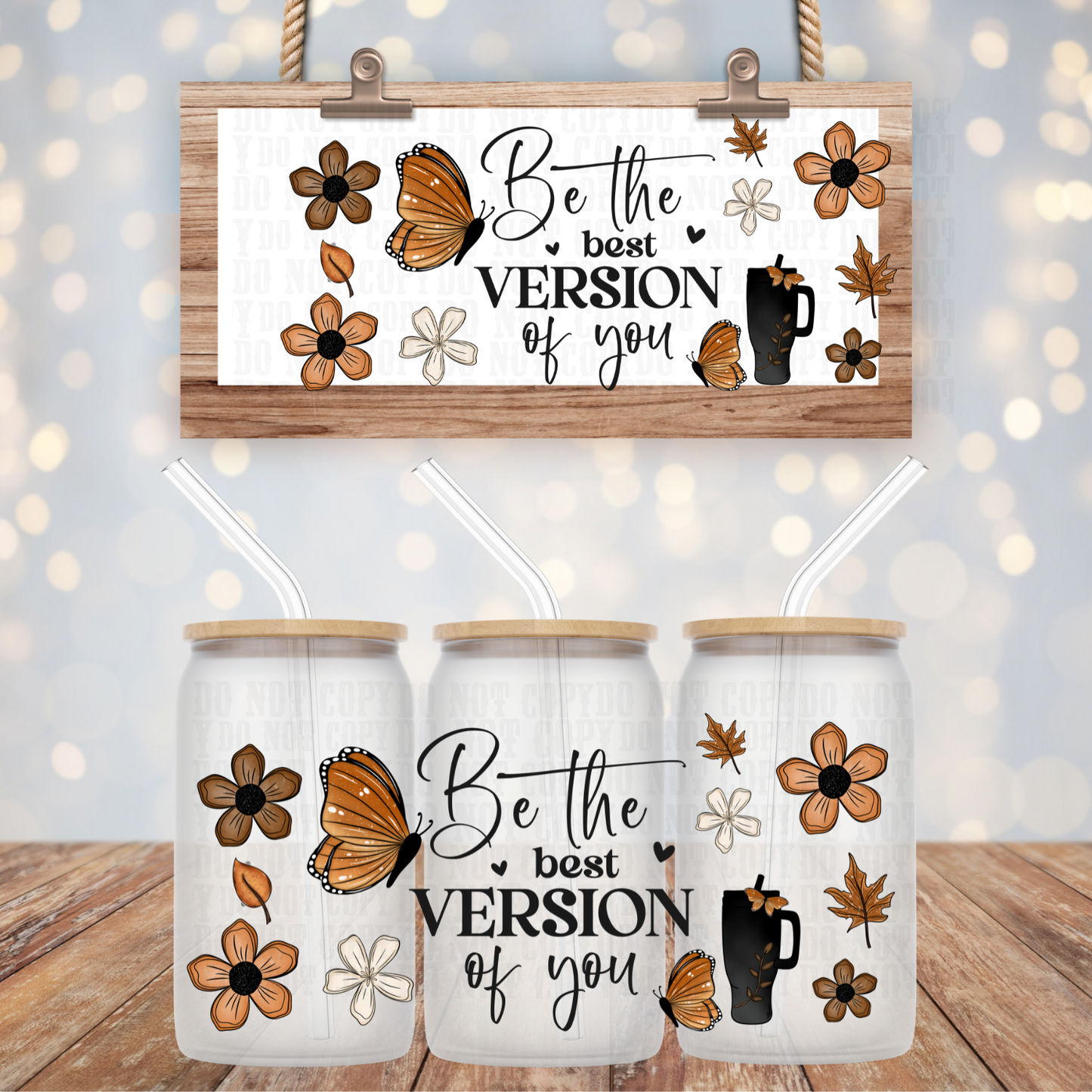 BEST VERSION BUTTERFLY UV DTF CUP WRAP