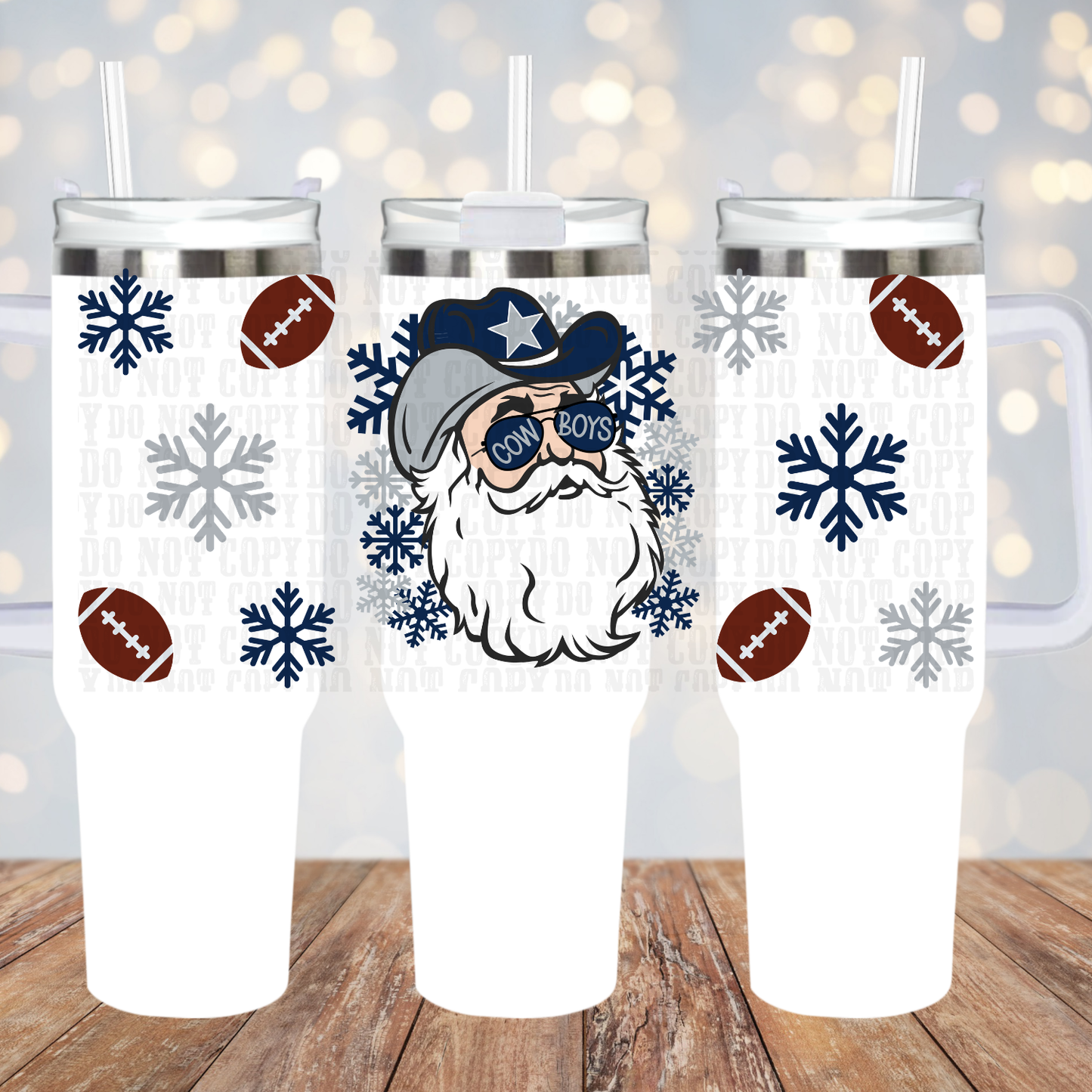 40oz FOOTBALL SANTA TEAMS BUNDLE    UV DTF CUP WRAP