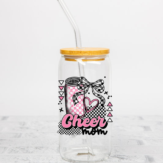 CHEER MOM CHECKERED UV DTF DECAL