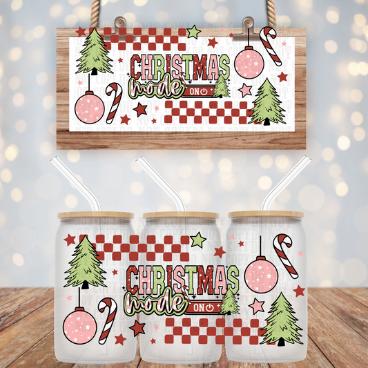 RED CHECKERED CHRISTMAS MODE  UV DTF CUP WRAP