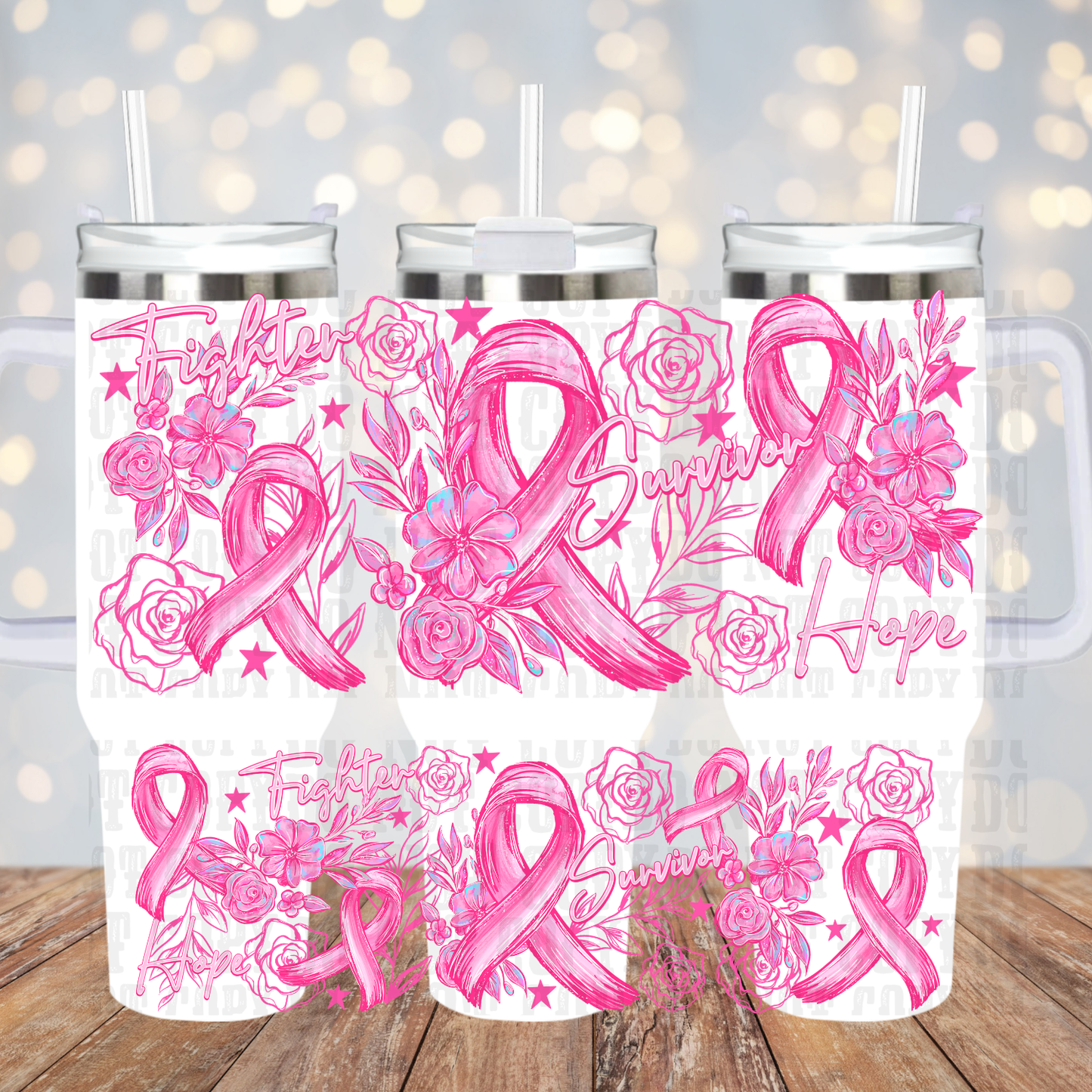 40oz PINK RIBBON UV DTF CUP WRAP