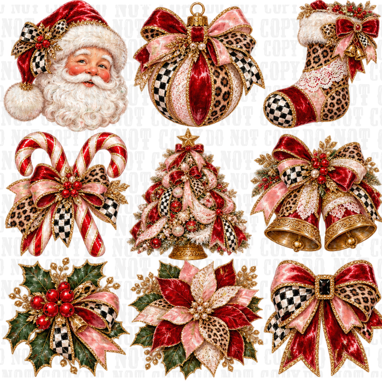 CHECKERED CHRISTMAS CHARM  UV DTF ELEMENT SHEET