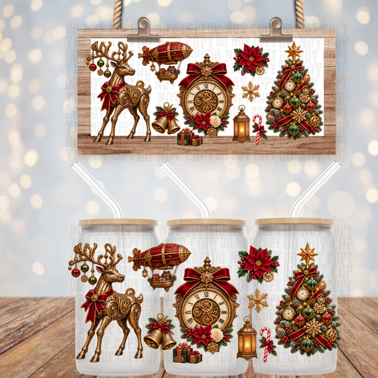 STEAMPUNK CHRISTMAS UV DTF CUP WRAP