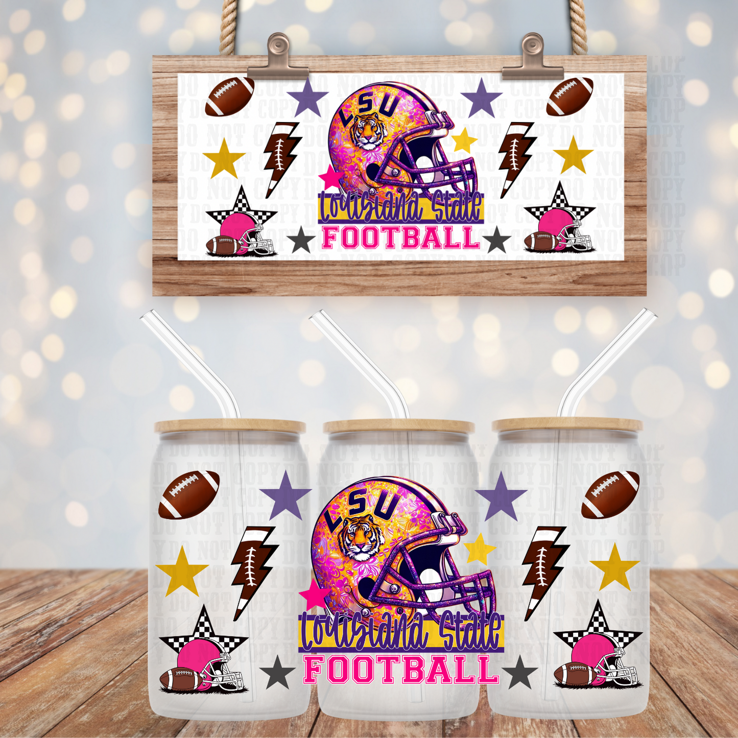 COLLEGE FOOTBALL BUNDLE UV DTF CUP WRAP