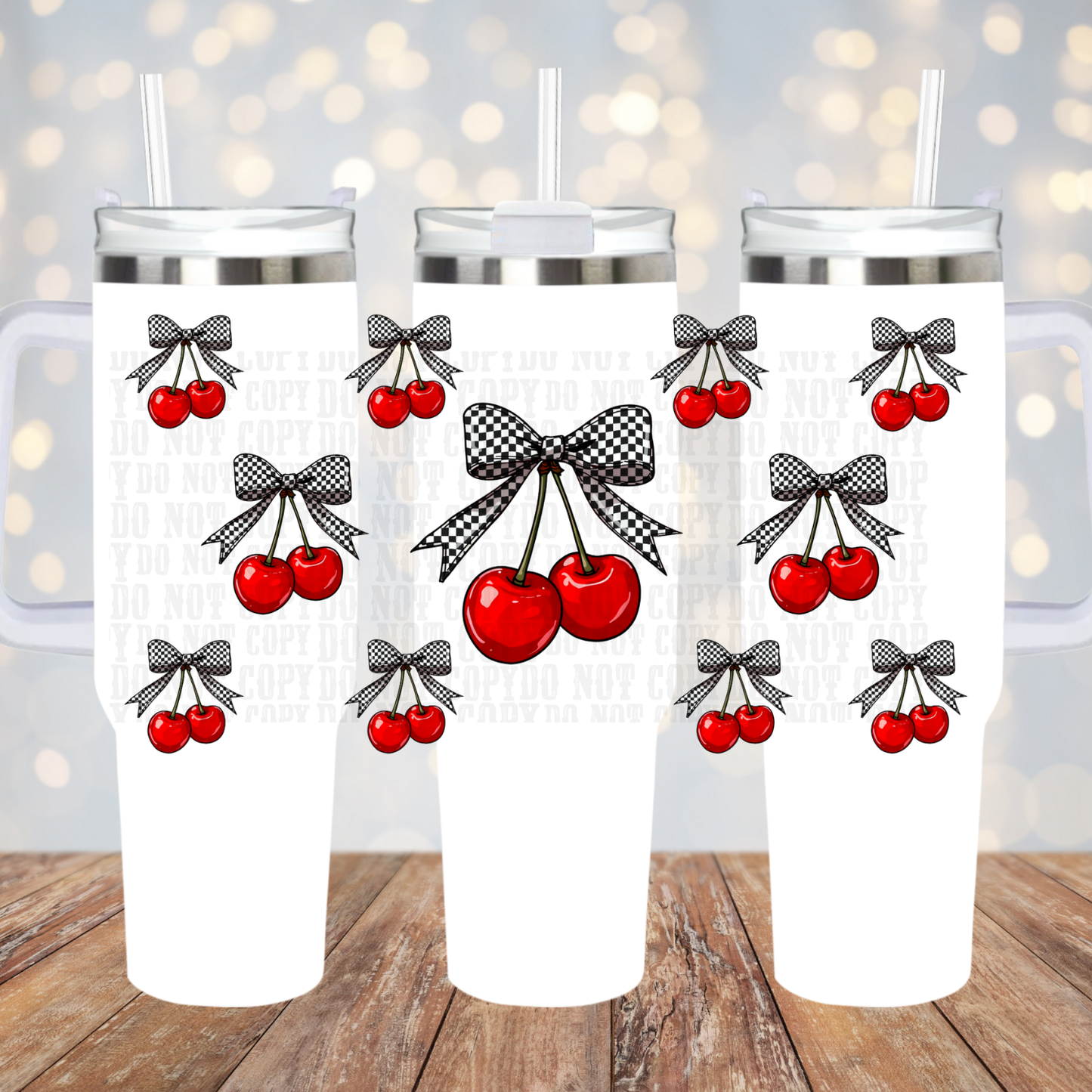 40oz CHECKER CHERRY ELEMENTS UV DTF CUP WRAP -SHOP EXCLUSIVE BY CIERA