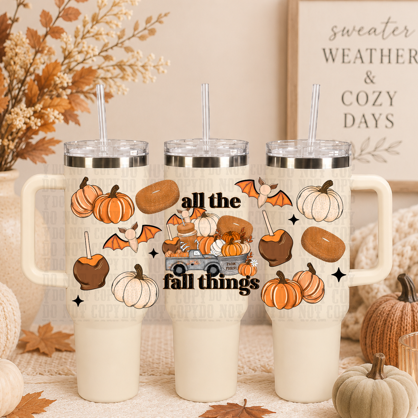 40oz  VINTAGE FALL TRUCK  UV DTF CUP WRAP