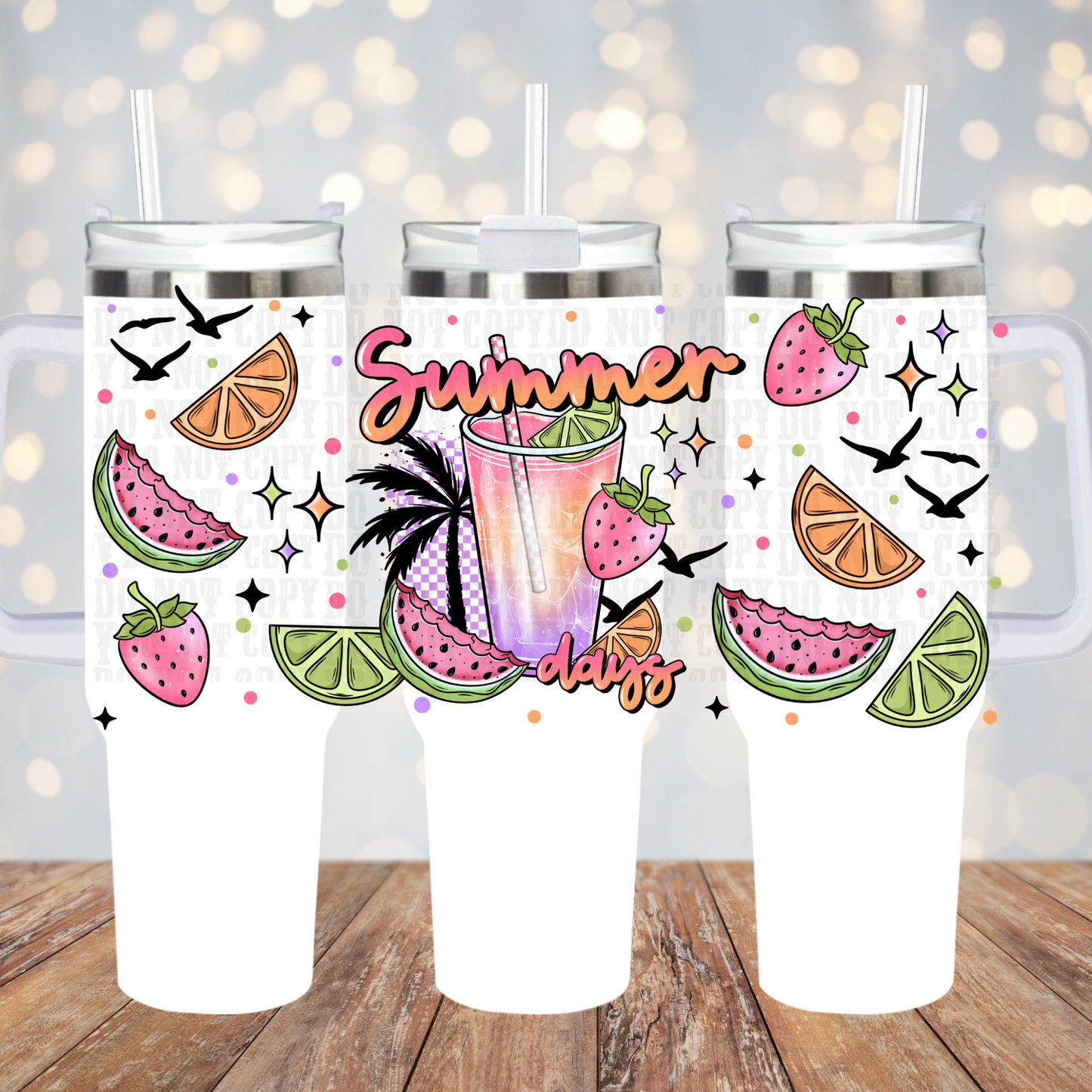 40oz WATERMELON SUMMER DAYS UV DTF Cup Wrap