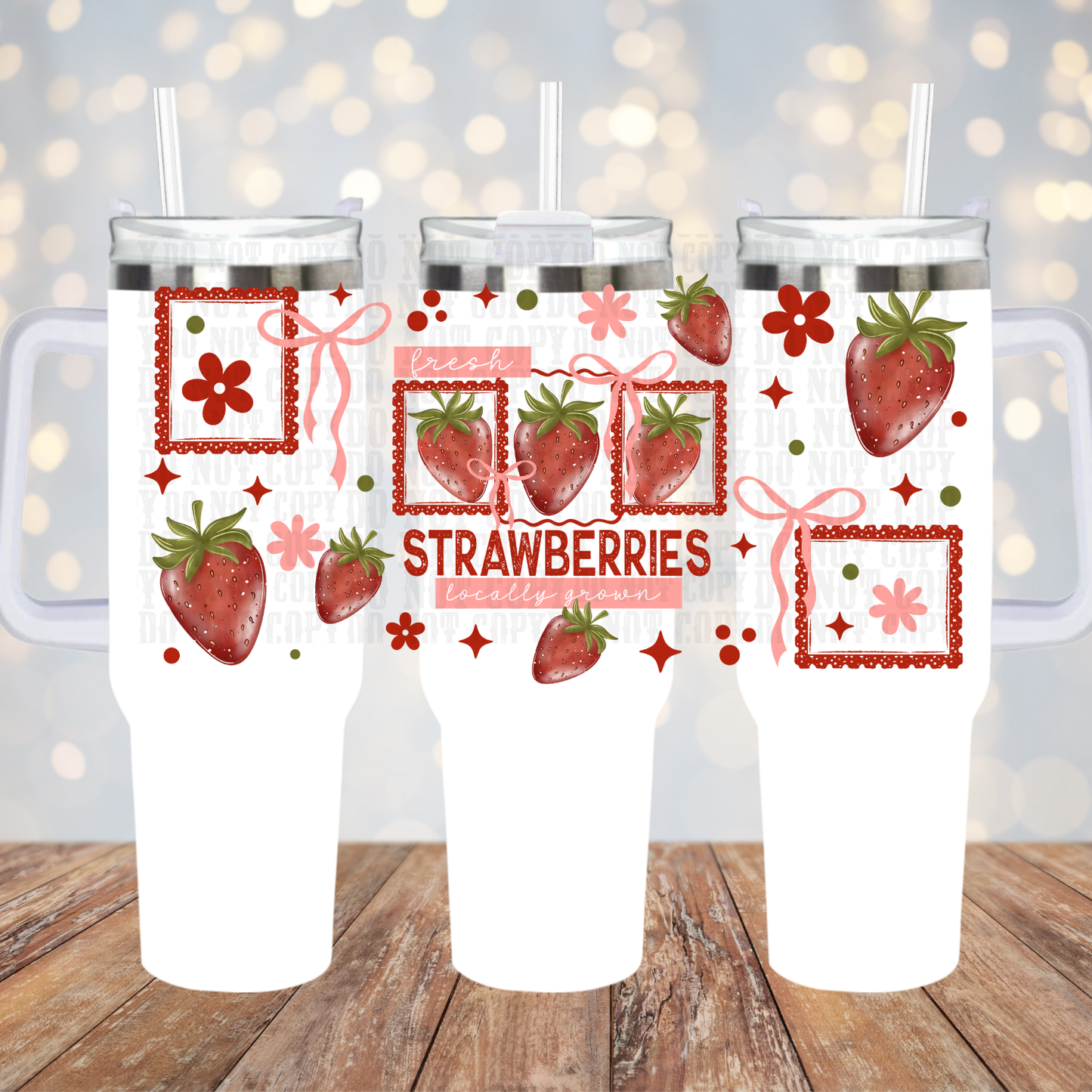 40oz STRAWBERRY STAMPS  UV DTF Cup Wrap