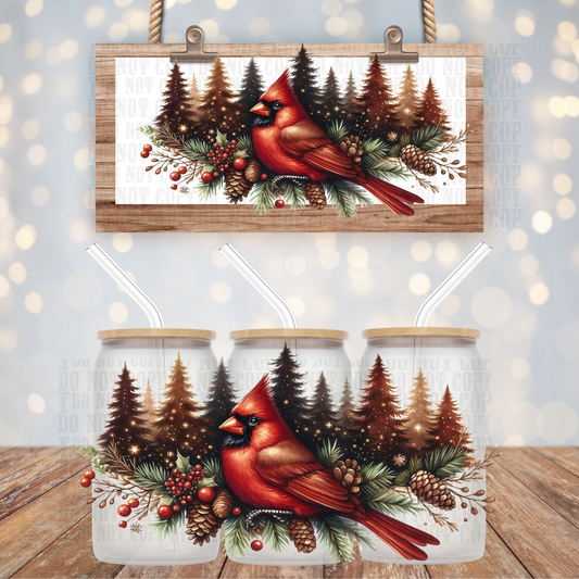 CHRISTMAS CARDINAL UV DTF CUP WRAP