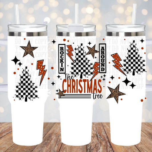 40oz CHECKERED ROCKIN TREE UV DTF CUP WRAP