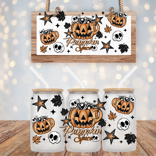 SKELLY PUMKIN SPICE UV DTF CUP WRAP