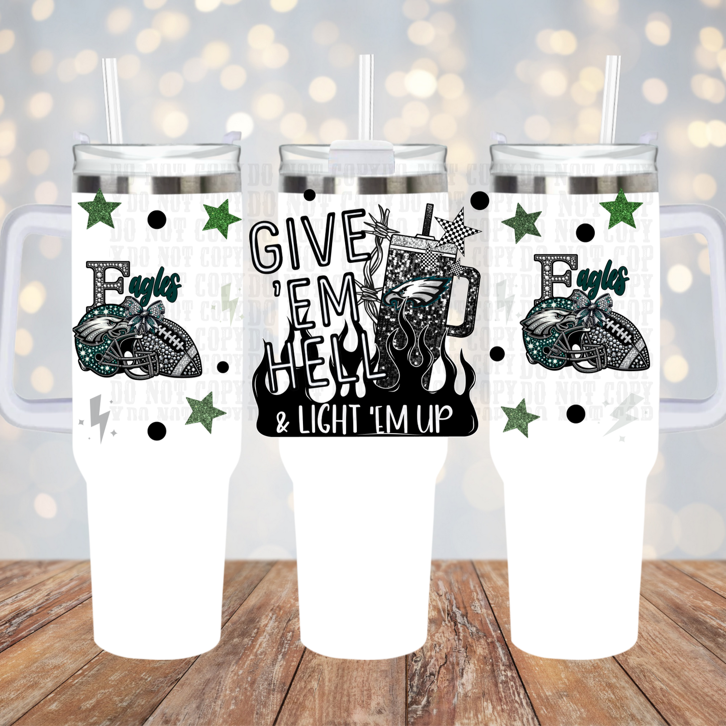 40OZ GIVE EM HELL Football Bundle UV DTF CUP WRAP