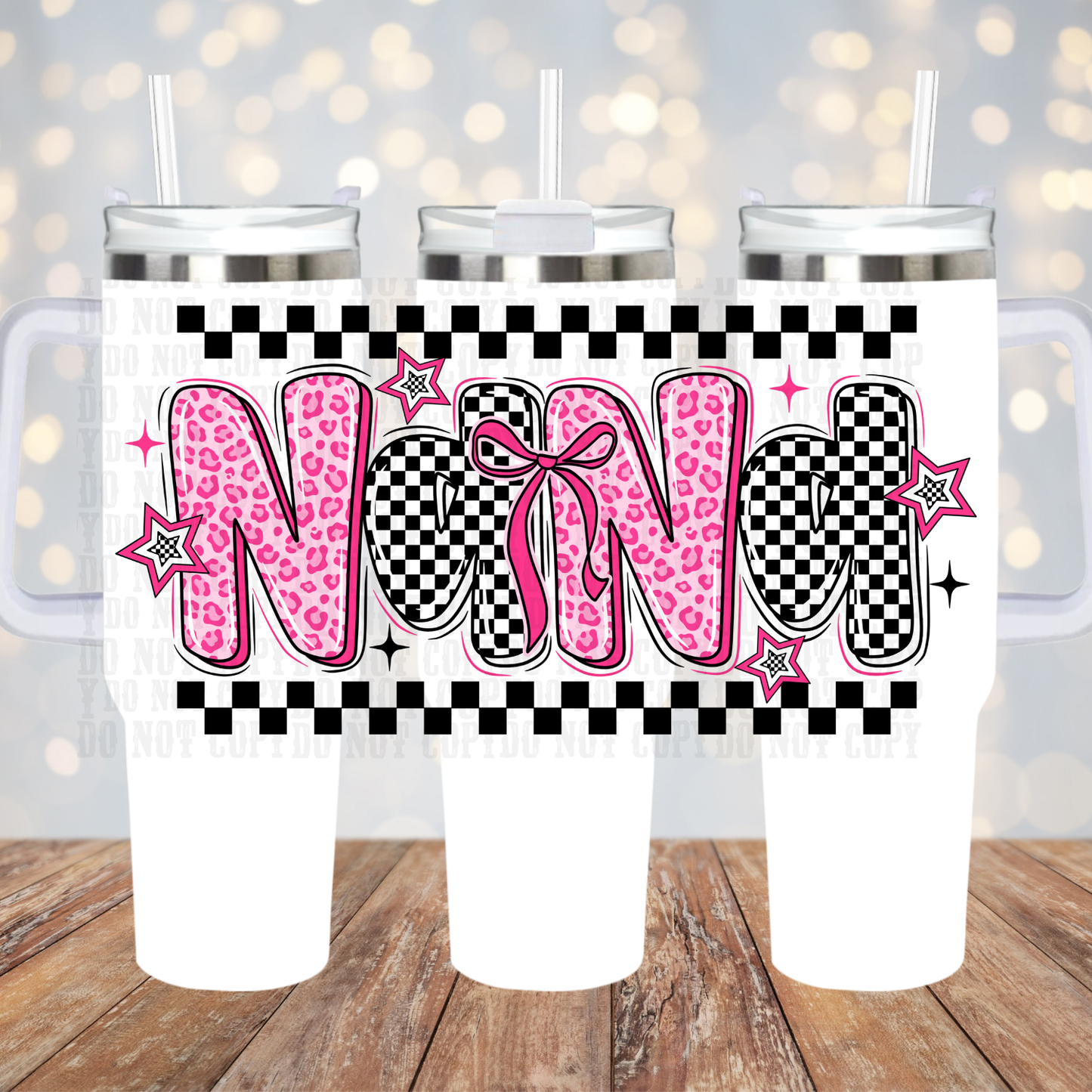 40oz CHECKERED NANA  UV DTF CUP WRAP