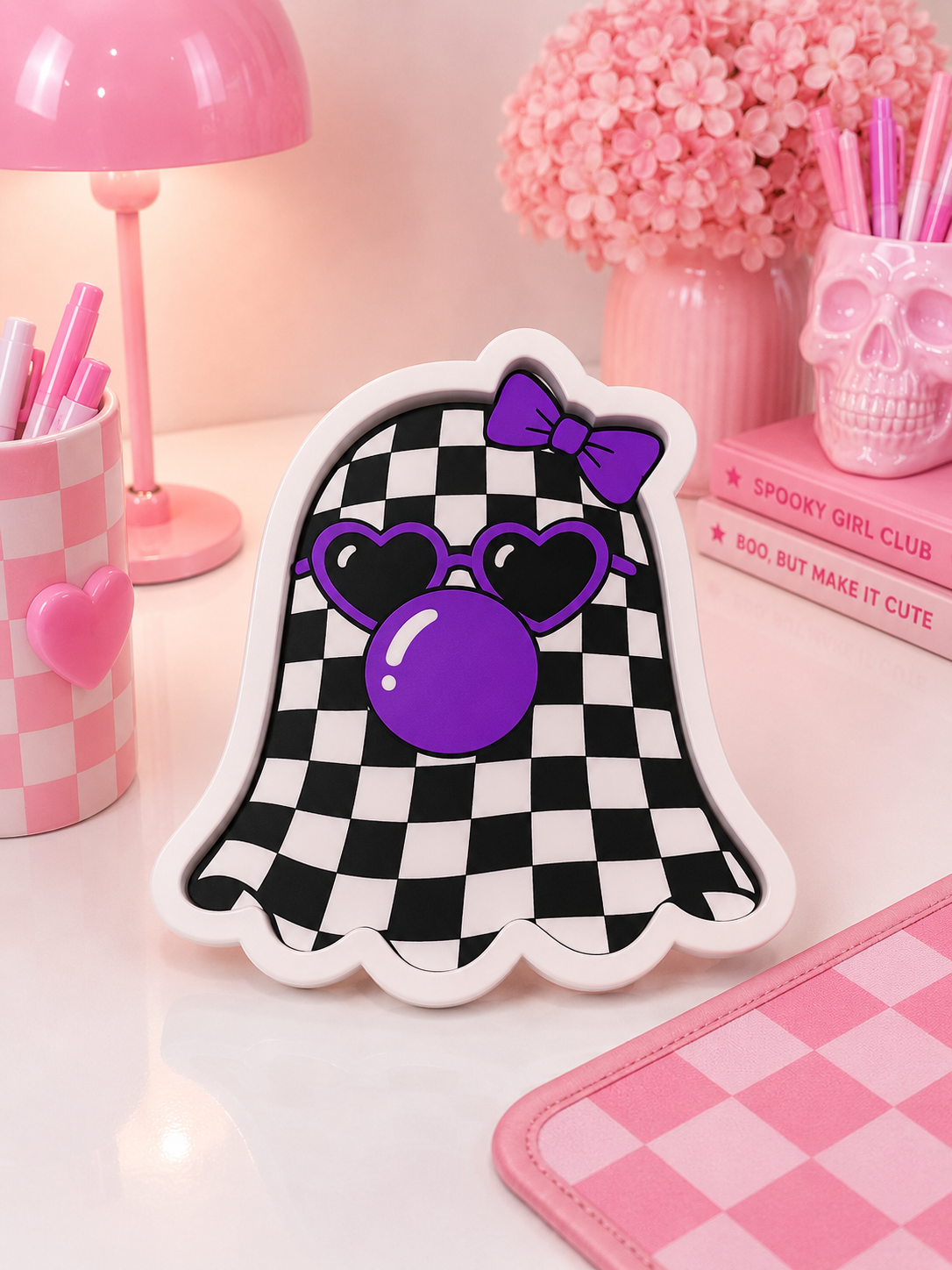 Checker GHOST Trinket Tray | Cute 3D Printed Catch-All Dish