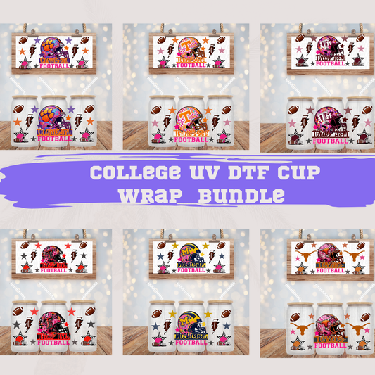 COLLEGE FOOTBALL BUNDLE UV DTF CUP WRAP