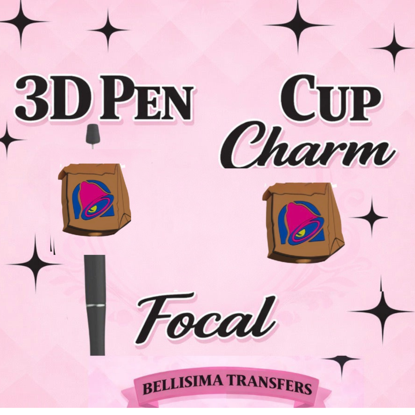 TACO BOOUT A CUTE Focal for Pen & Cup Charms -Interchangeable Decorative Pen Toppers