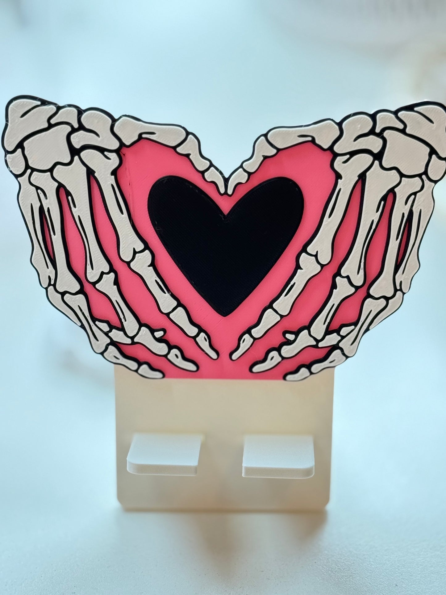 Skelly Heart Hand Phone Holder | Cute 3D Printed Desk Stand