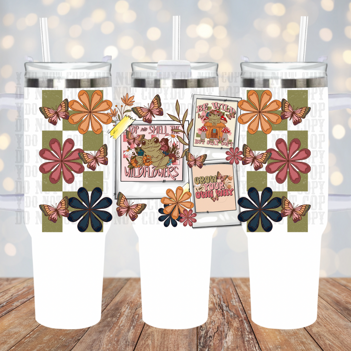 40oz Floral Stamp   UV DTF Cup Wrap