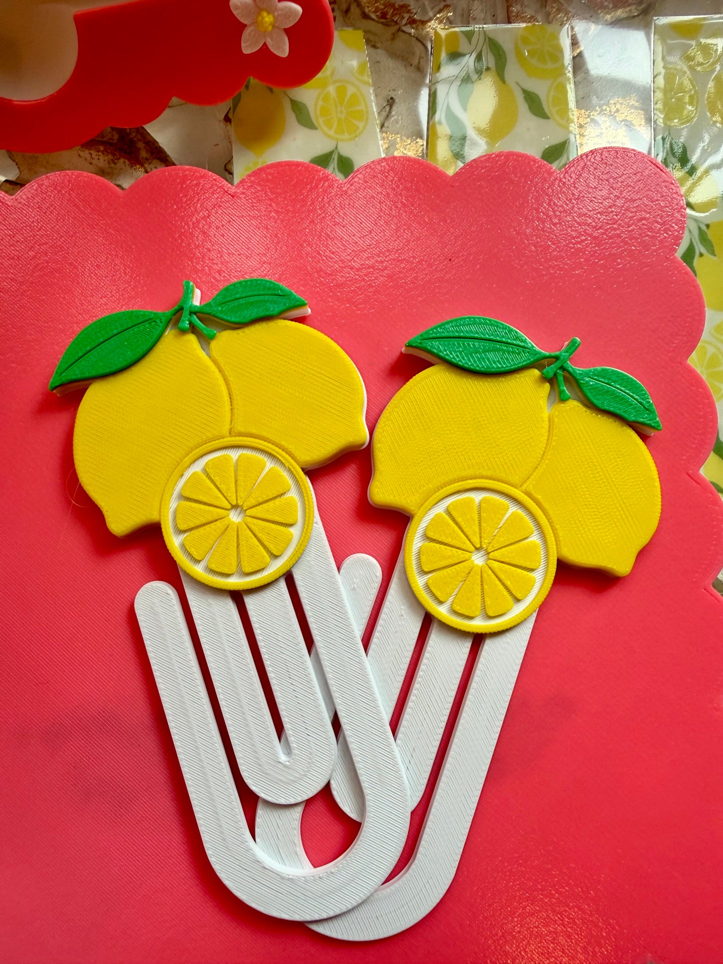 Lemon Jumbo Paperclip Bookmark | Cute Checkered Planner Clip