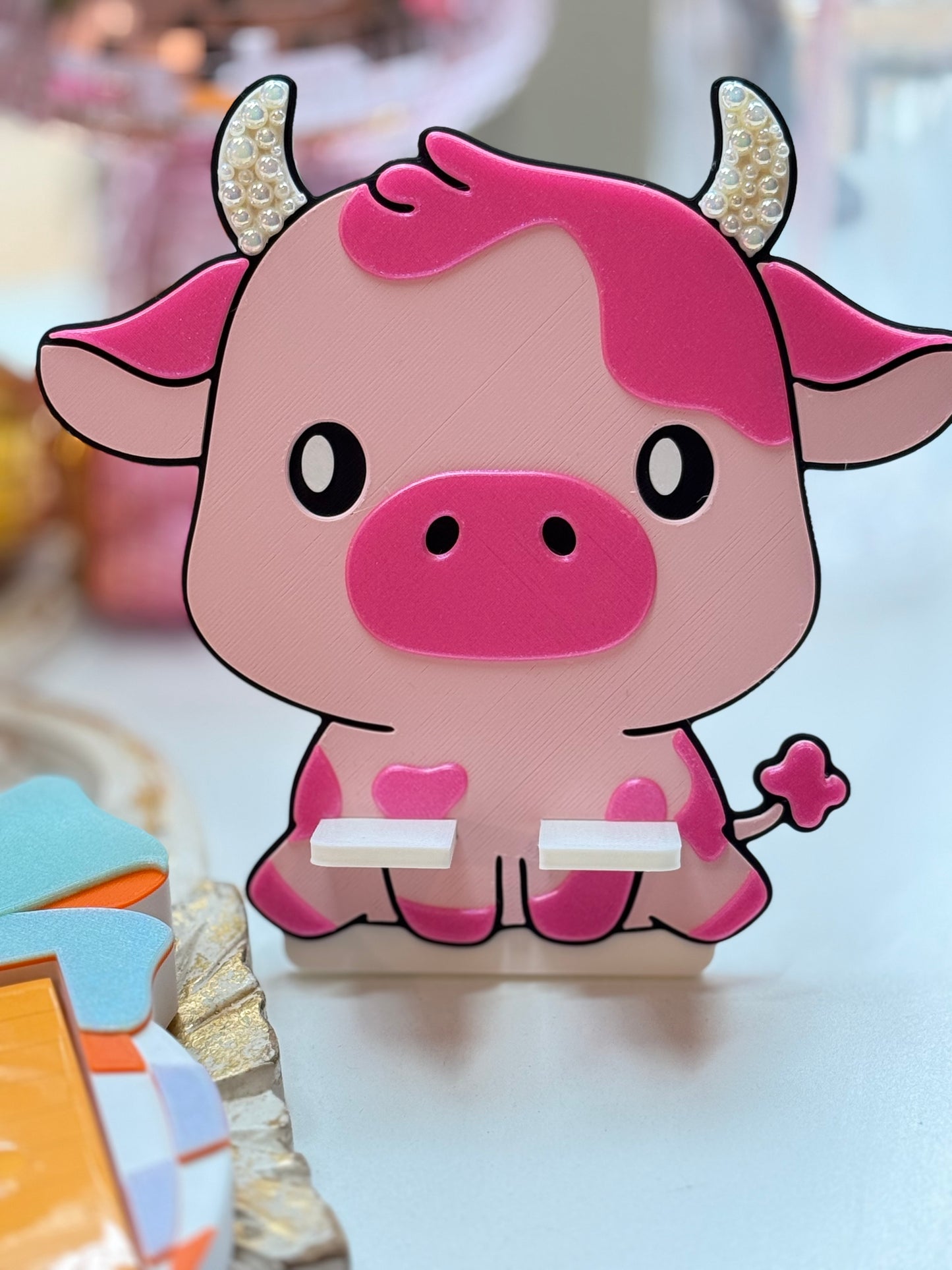 Cutesy Cow Phone Holder | Cute 3D Printed Desk Stand