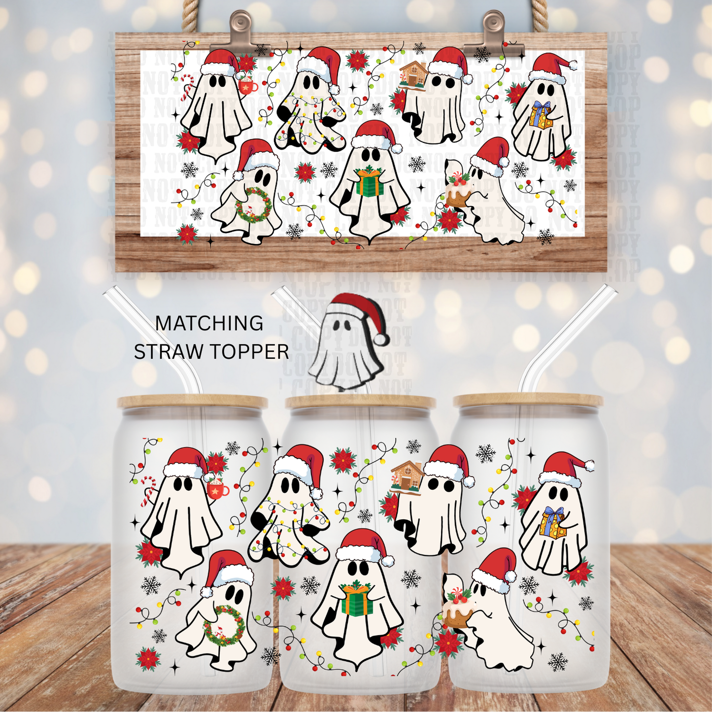 VERY GHOSTY CHRISTMAS UV DTF CUP WRAP