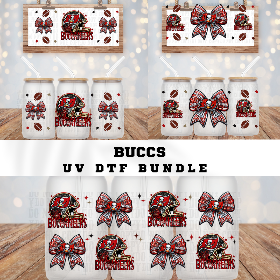 COQUETTE BUCCS FOOTBALL BUNDLE UV DTF CUP WRAP