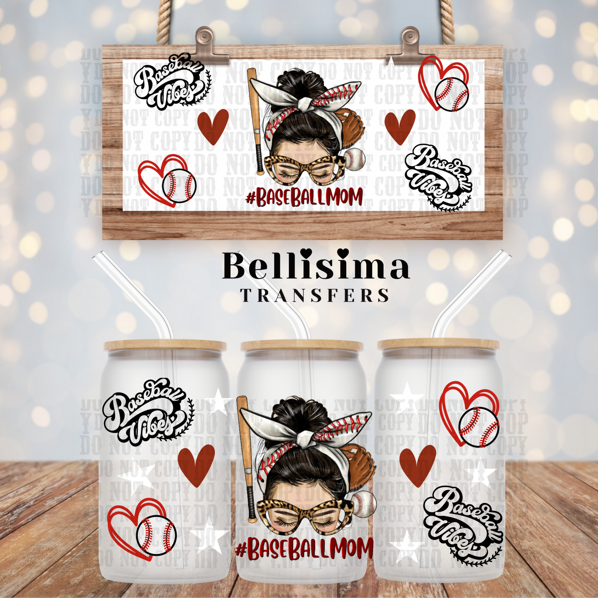 Baseball Mama UV DTF Cup Wrap