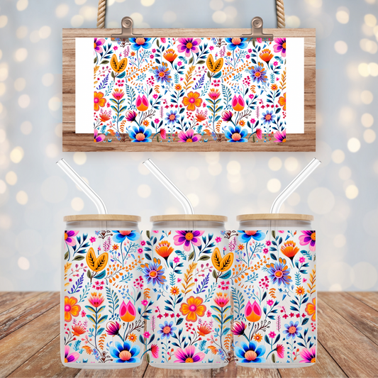 Mexican Floral Tapestry UV DTF Cup Wrap